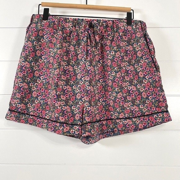 Lost + Wonder Womens Floral Drawstring Shorts sz L Pink Elastic Waist Boho Comfy - Picture 1 of 11